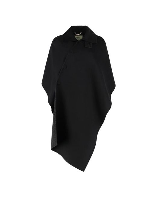 Fendi Jassen ,Zwart ,Wol Wollen Cape Met Kikker Sluiting in het Black