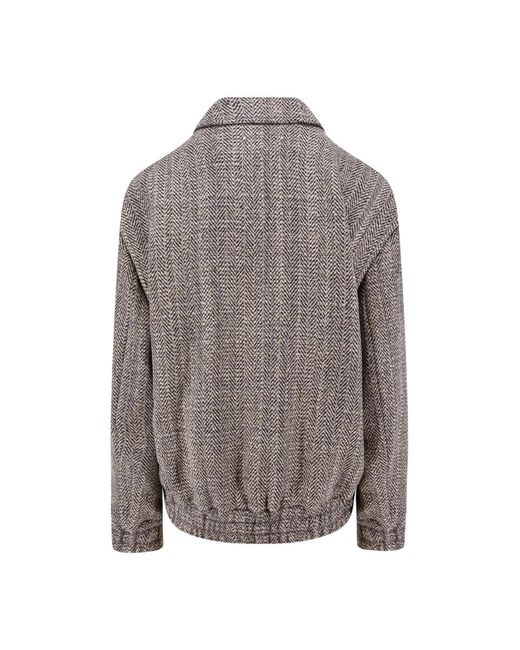 Golden Goose Deluxe Brand Gray Bunte Woll Leinen Jacke