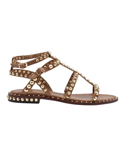 Ash Brown Flat Sandals