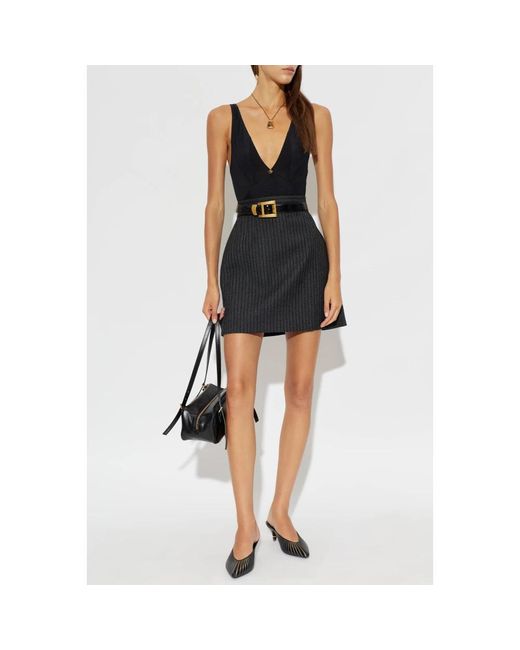 Versace Wool Striped Skirt in het Black