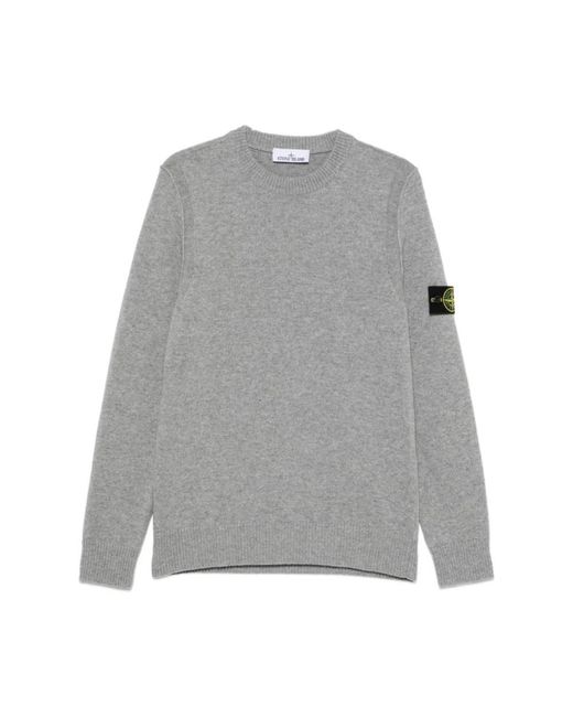 Stone Island Gray Round-Neck Knitwear for men