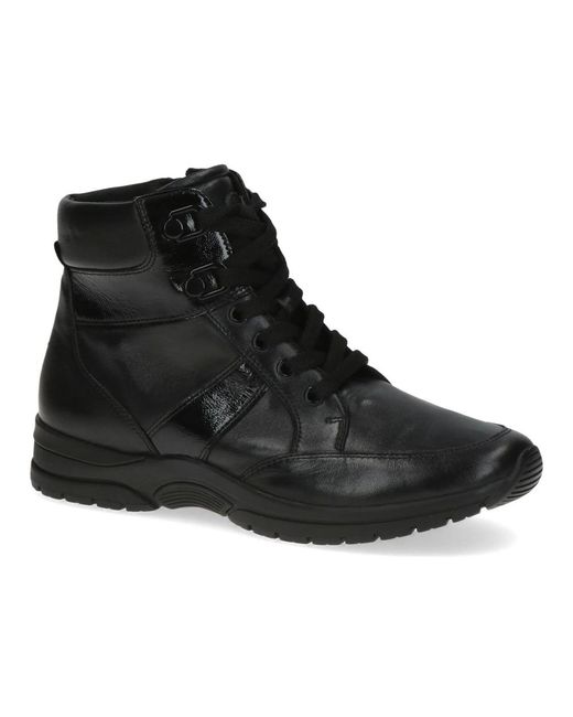 Caprice Black Lace-Up Boots