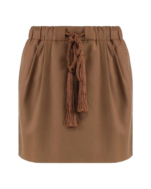 Max Mara Wollen Mini Rok Met Zakken in het Brown
