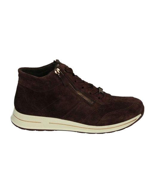 Ara Schoenen ,Bruin ,Sportieve Mid Bordeaux Nubuck Schoenen in het Brown