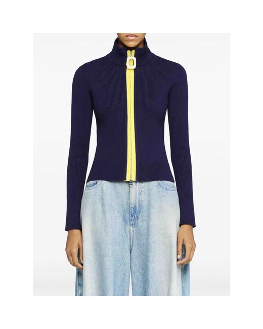 J.W. Anderson Truien & Vesten ,Blauw ,Katoen Blauwe Trui Met Opstaande Kraag in het Blue