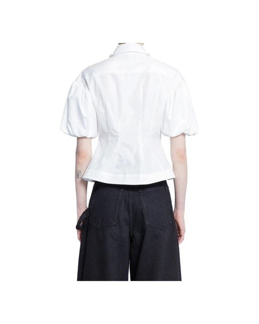 Simone Rocha Witte Ruffle Puff Sleeve Shirt in het White