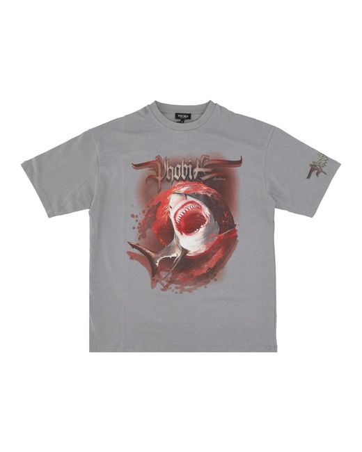 PHOBIA ARCHIVE Shark Print Tee in het Gray voor heren