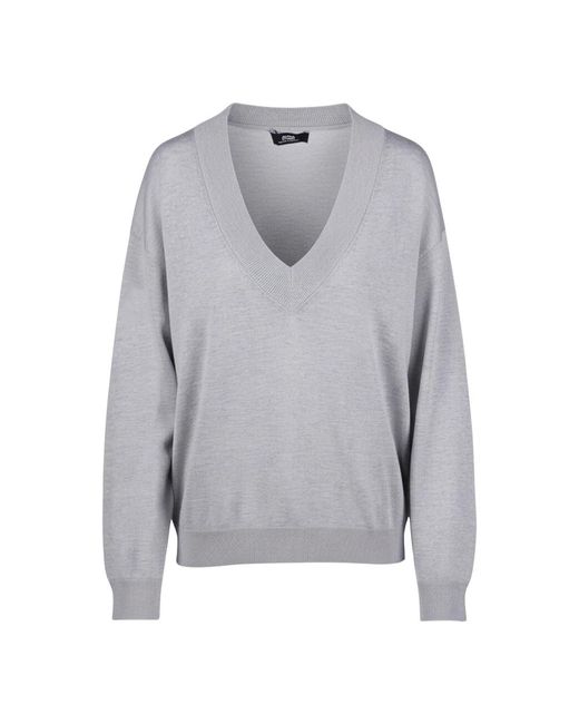 Alpha Studio Gray V-Neck Knitwear