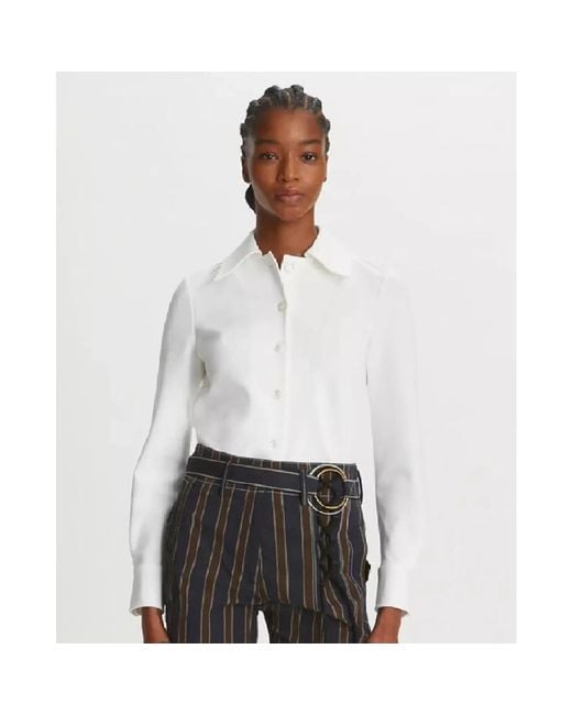 Tory Burch Overhemden ,Wit ,Leer Wit Overhemd Met Lange Mouwen in het White