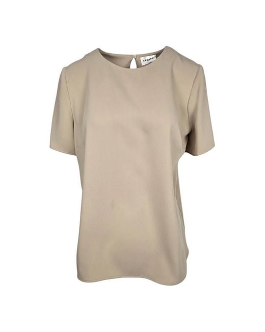 P.A.R.O.S.H. P.A.R.O..H. ,Overhemden ,Polyester Zandkleurige Top Met Korte Mouwen in het Natural