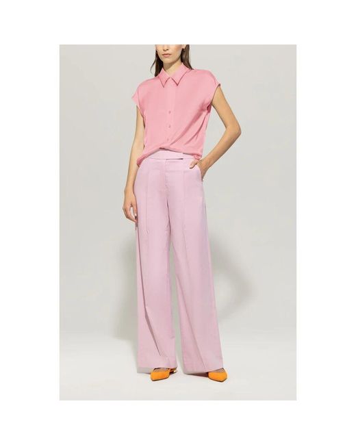 Luisa Cerano Pink Seidensatinbluse Mit Knopfverschluss