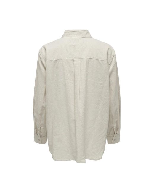 ONLY White Leinen tokyo langarm blend hemd