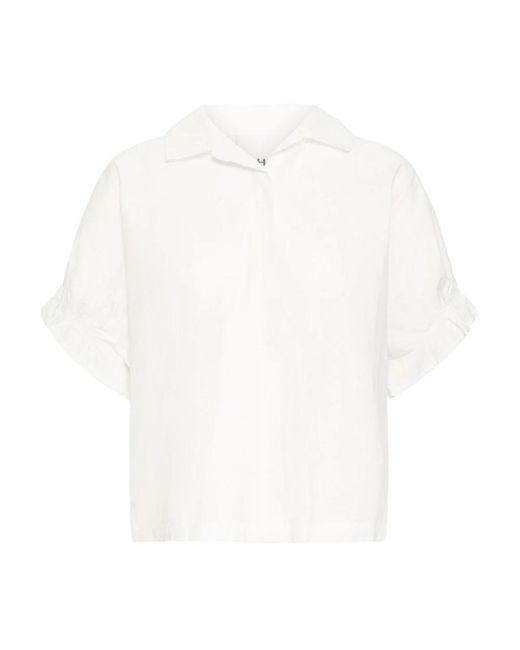 Ichi Overhemden ,Wit ,Katoen Cloud Dancer Vrouwelijk Shirt Met Pofmouwen in het White