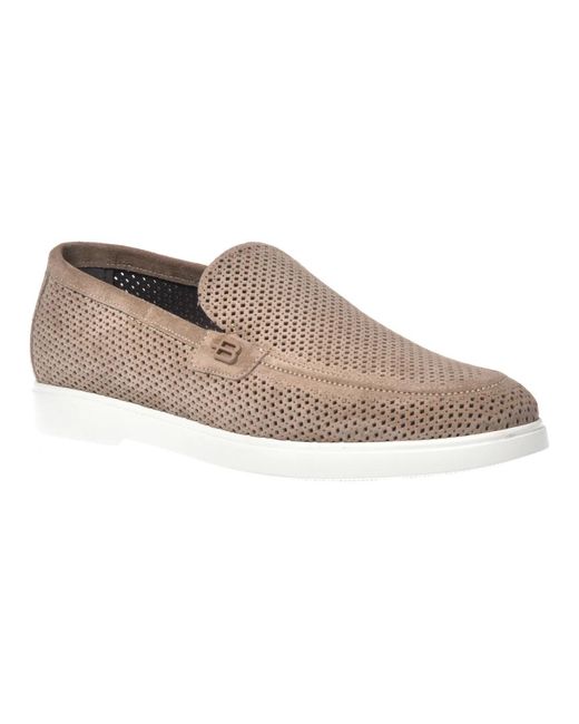 Baldinini Loafer in taupe perforated suede in Gray für Herren