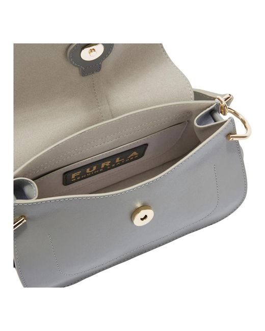 Furla Gray Flow top handle mini tasche,handbags,flow mini tasche mit bogenverschluss
