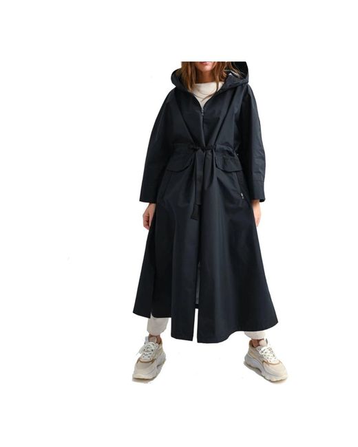 Herno Black Oversized Maxi Regenmantel Mit Belüftung