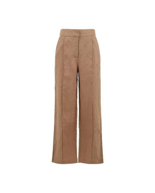 Not Shy Wide Trousers in het Brown