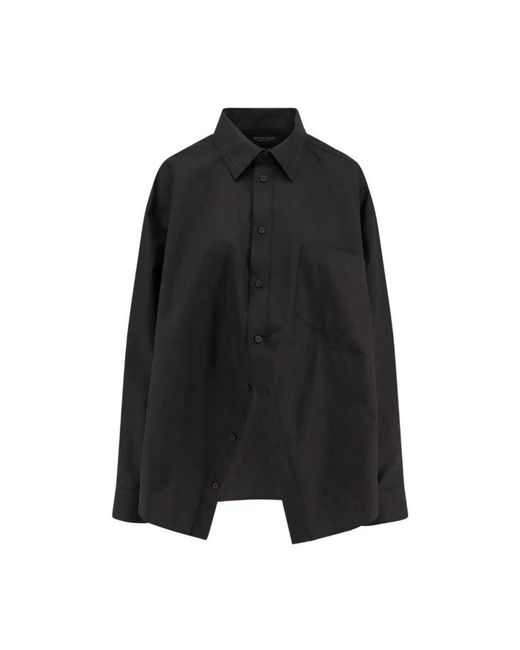 Balenciaga Overhemden ,Zwart ,Katoen Cotton Poplin Shirt in het Black