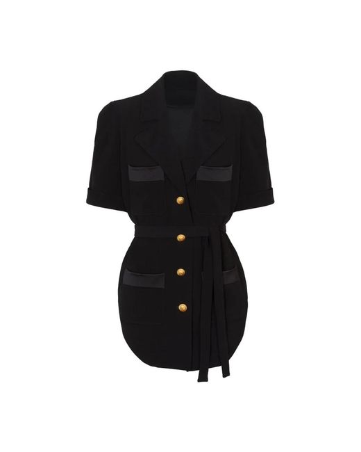 Balmain Black Shirt dresses,lässiges hemd aus crêpe