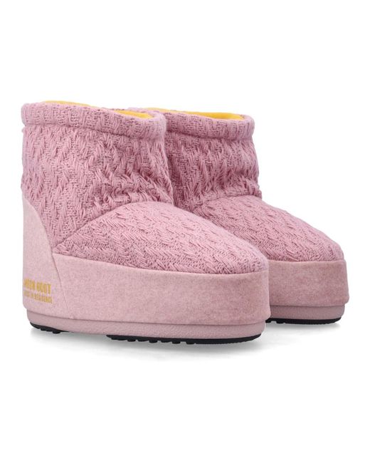 Moon Boot Pink Icon Low No Lace Knit Boots
