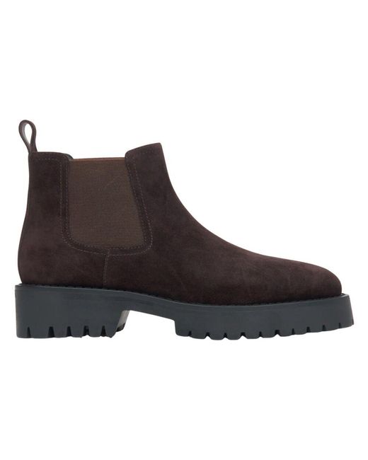ESTRO Brown Dunkelbraune low-top chelsea boots aus echtem velours