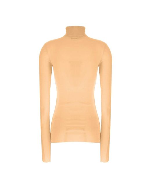 Jil Sander Silk Turtleneck Top in het Natural