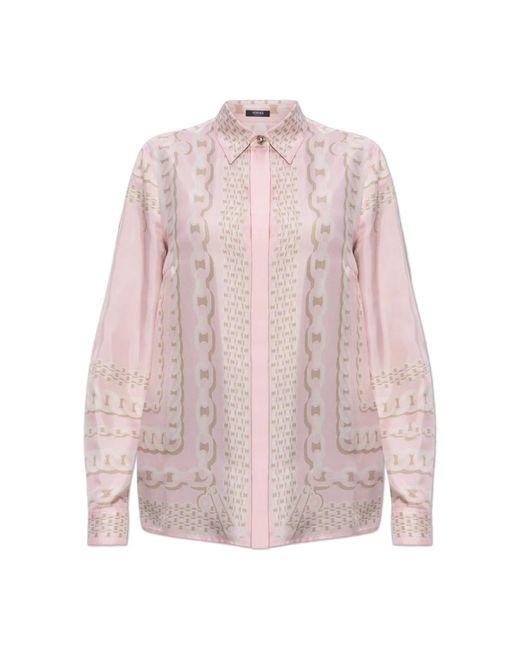 Versace Overhemden ,Roze ,Zijden Overhemd Met Verborgen Knoopsluiting in het Pink