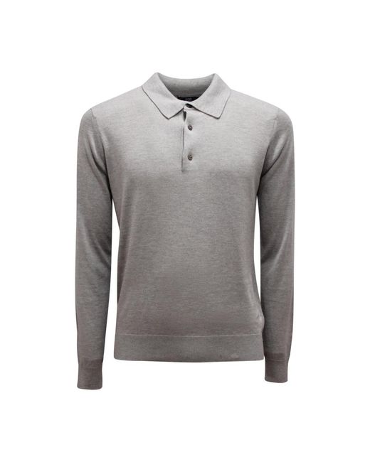 Alpha Studio Tops ,Grijs ,Kasjmier Zijde Kasjmier Polo Shirt Granito Model in het Gray voor heren