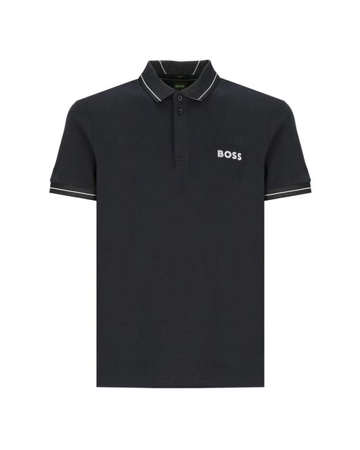 Boss Blau polo shirt mit kontrastdetails in Black für Herren