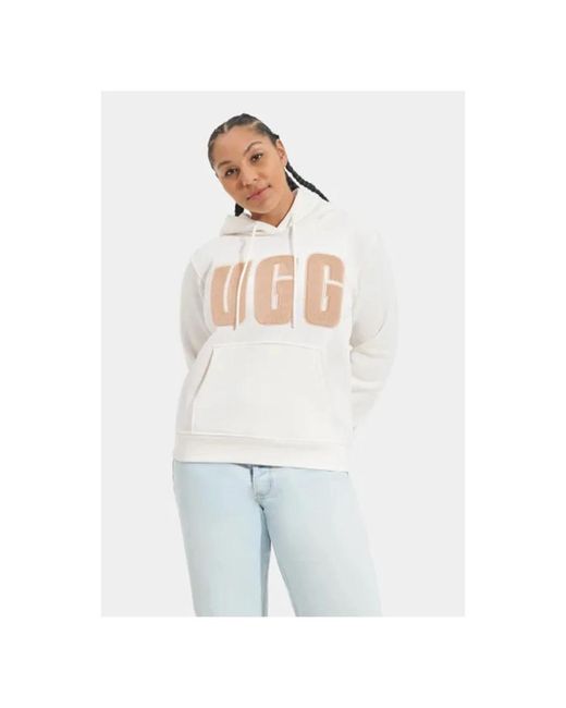 Ugg White ® Rey ®fluff Logo Hoodie Fleece/recycled Materials