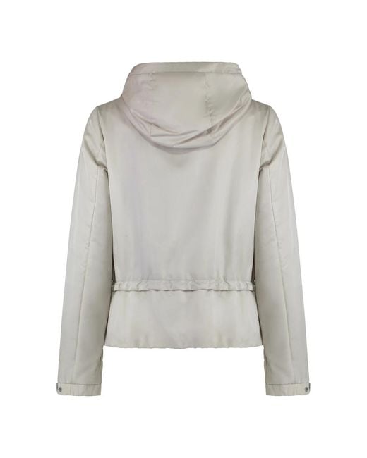 Moorer Jassen ,Grijs ,Hooded Techno Stofjas Met Trekkoord in het Gray