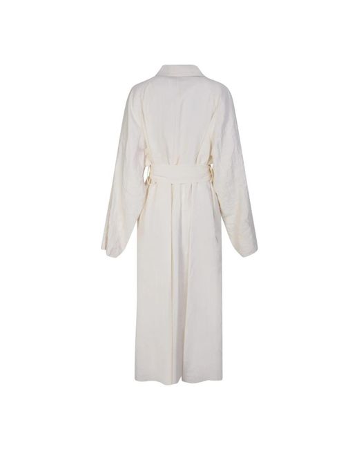 Quira White Weißer Zweireihiger Mantel Ss23