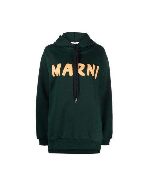 Marni Green Farbblock baumwoll hoodie
