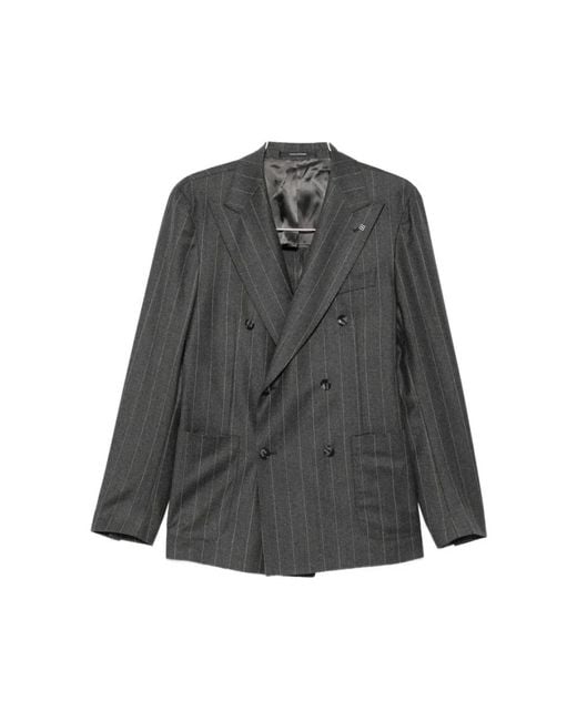 Tagliatore Black Double Breasted Suits for men
