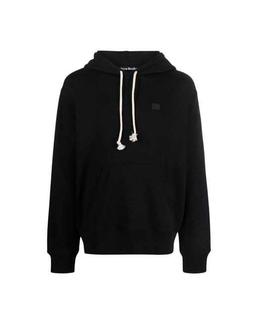 Acne Schwarzer logo baumwoll hoodie pullover in Black für Herren
