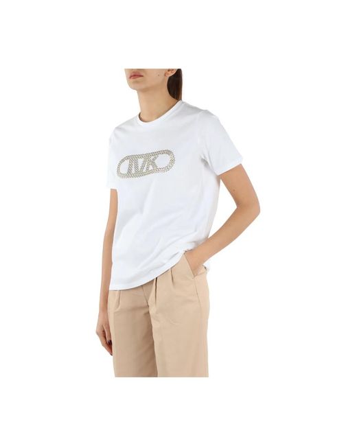 Michael Kors White Bio-baumwoll-t-shirt mit metall-details