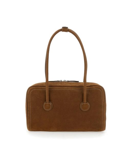 MARGE SHERWOOD Brown Braune Schultertasche Mit Geprägtem Logo