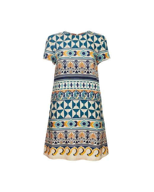 LaDoubleJ Kleedjes ,Veelkleurig ,Mini Swing Jurk in het Blue