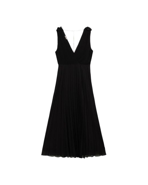 Oltre Kleedjes ,Zwart ,Polyester Lange Plooirok Met Ruches in het Black