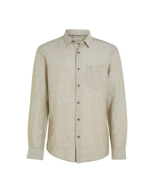 Camicia lino cotone regular delta di Calvin Klein in Gray da Uomo