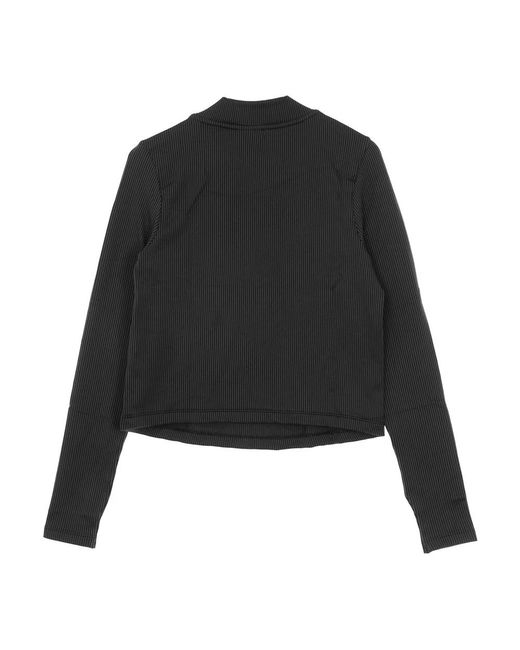 Nike Longsleeve Bicolor Geribbelde Top in het Black