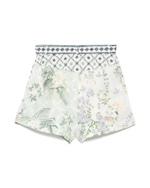 Camilla Kristalversierde Geplooide Shorts in het Blue