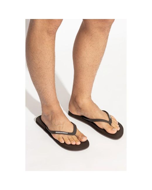 DSquared² Black Flip Flops for men