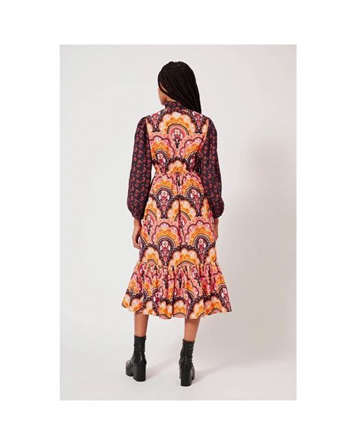 Manoush Red Baumwoll Twinset Blumenkleid