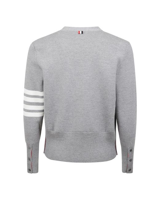 Thom Browne Gray 4-Bar V-Neck Cardigan for men