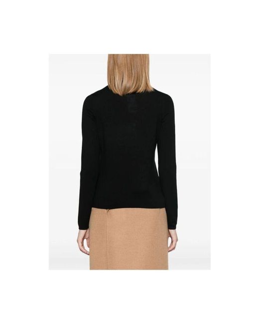 Max Mara Black Schwarzer Kaschmirpullover Feinstrick