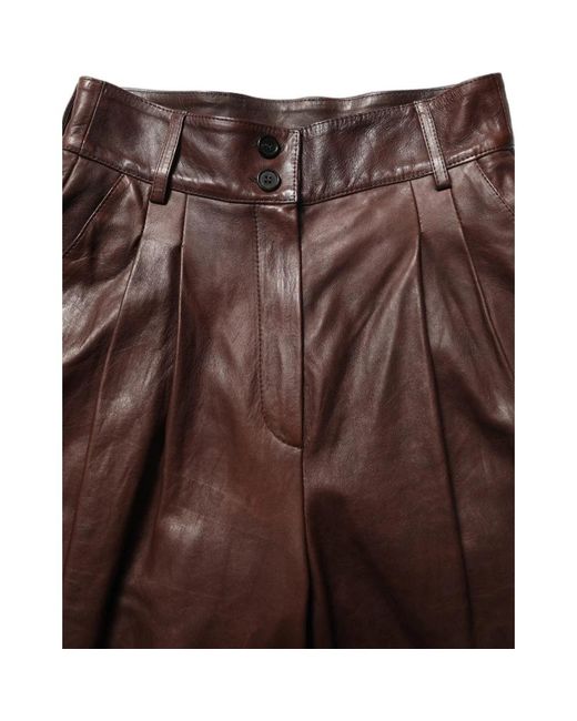 Dolce & Gabbana Brown Leather Trousers