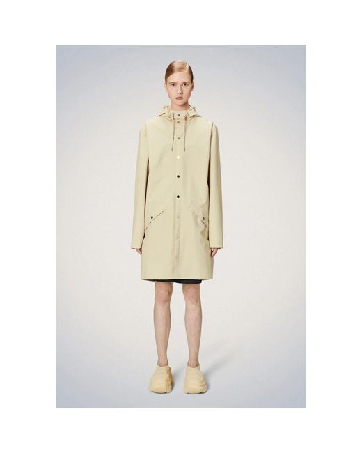 Rains Natural Lange jacke w3 creme regenmantel