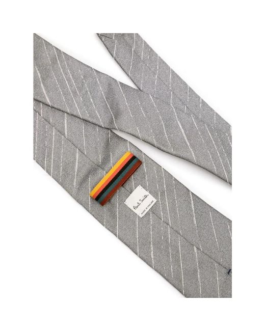 PS by Paul Smith Silber streifen crepe krawatte in Gray für Herren