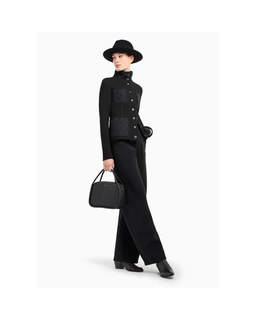 Giorgio Armani Jassen ,Zwart ,Matelassé Opstaande Kraag Jas Zwart in het Black